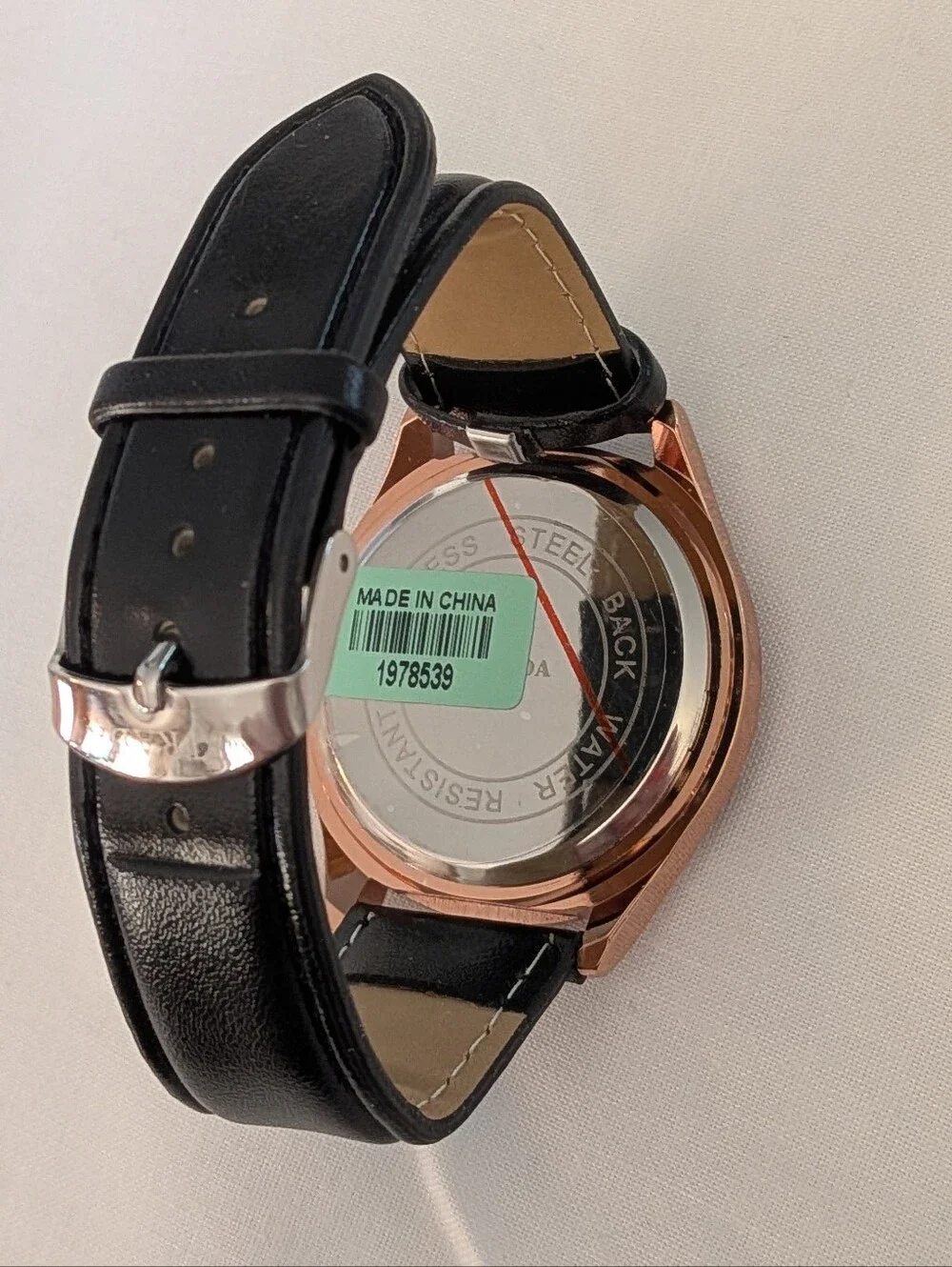 Strada Unisex Watch Brown Dial Rose Gold Case and Black Faux Leather Strap (New)